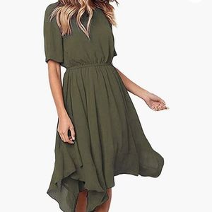 Chiffon Short Sleeve Casual Midi Dress